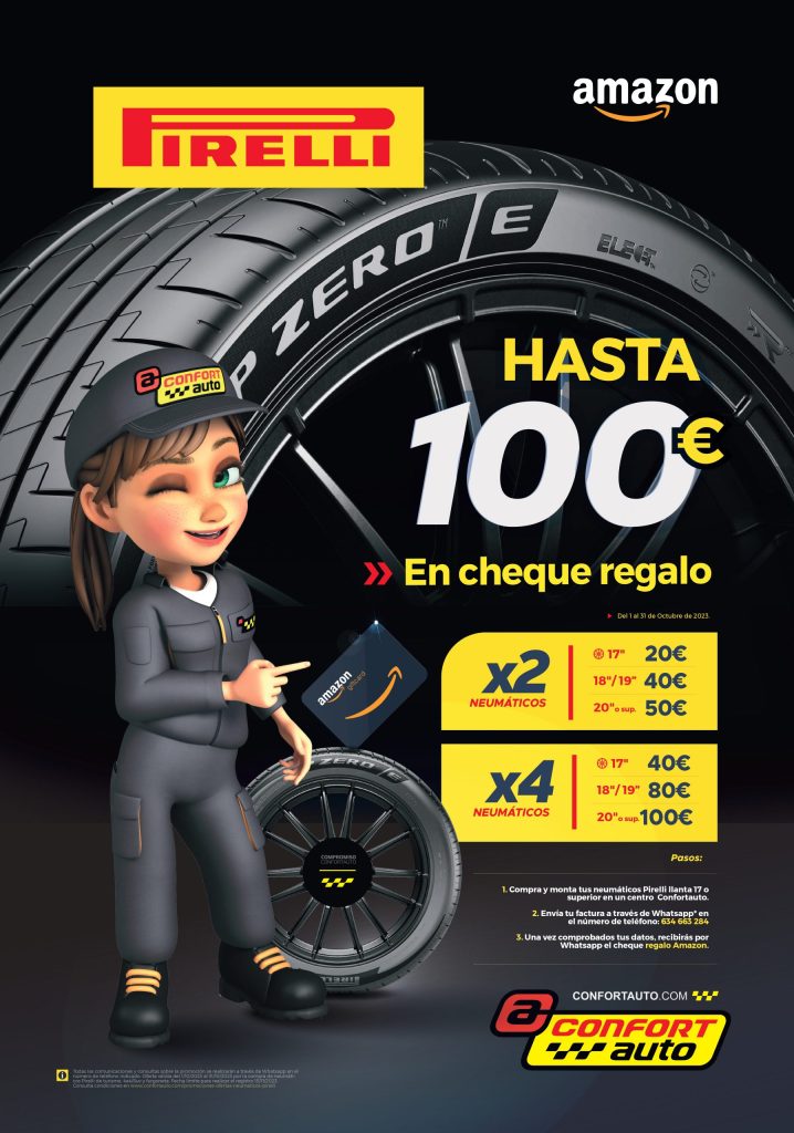 CON PIRELLI HASTA 100€ EN CHEQUE REGALO AMAZON